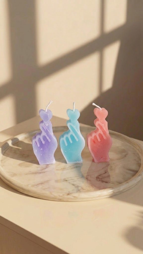 mini heart hand candles