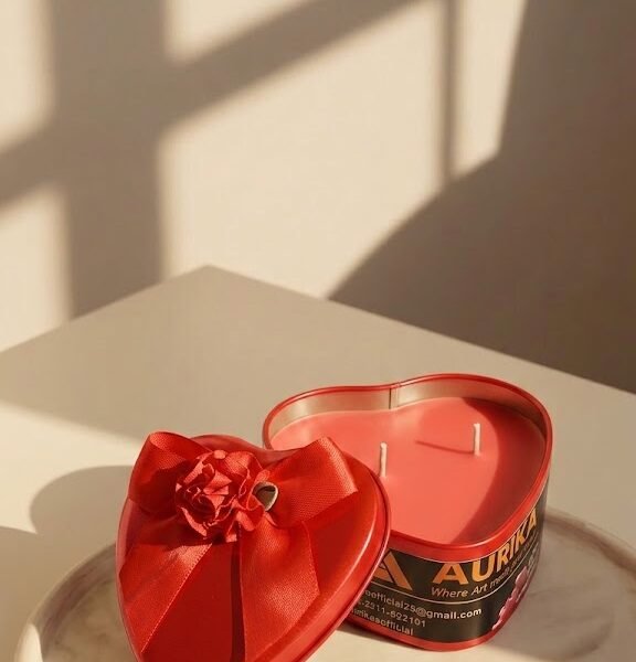 Aurika Rose Heart Candle