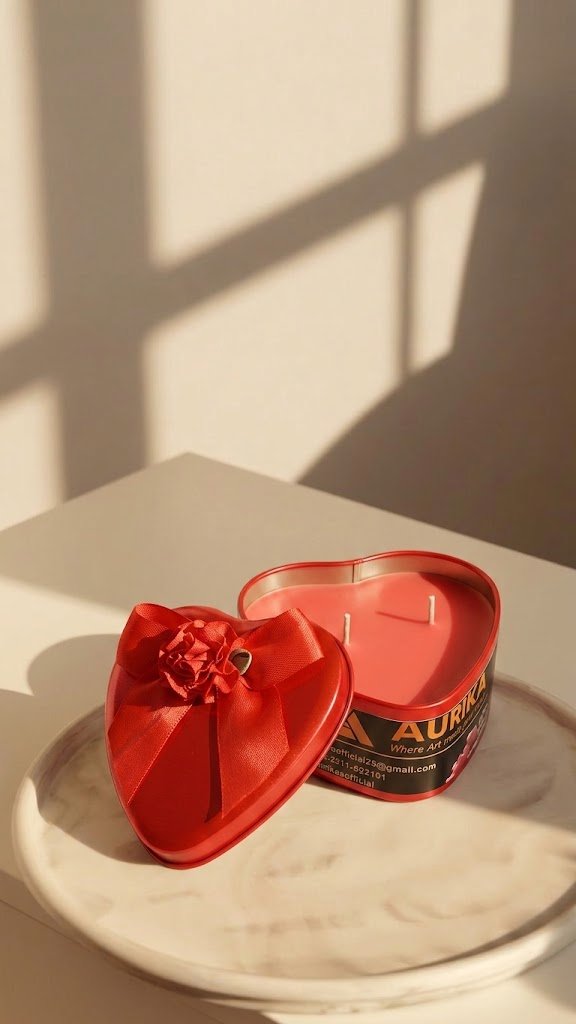 aurika rose heart candle