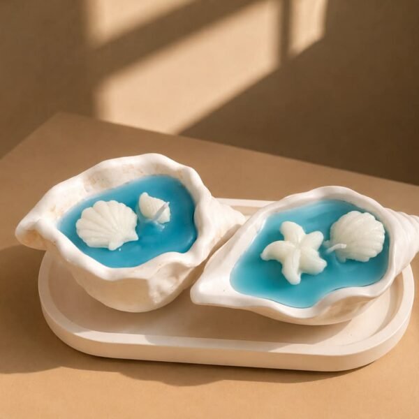 Sea Shell Ocean Candle with Tray